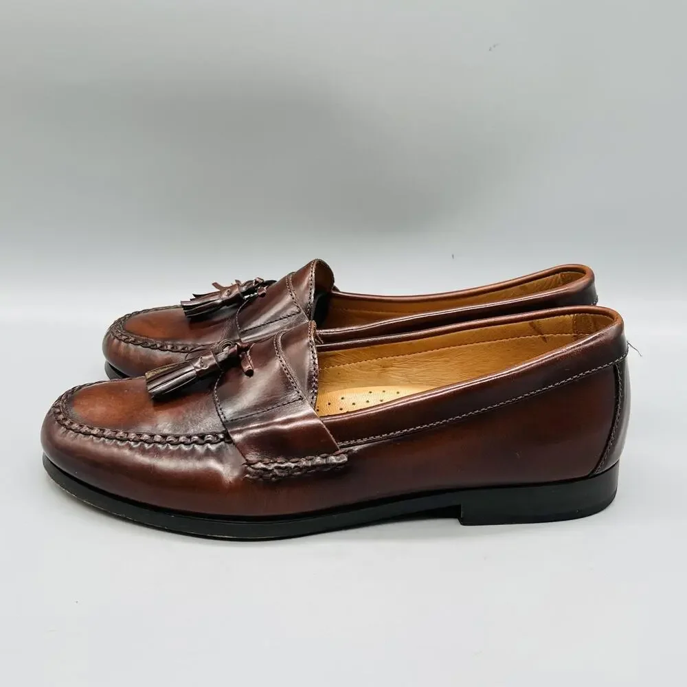 Johnston & Murphy Shoes Mens 9 Brown Leather Tassel Loafers Slip On Dress Casual